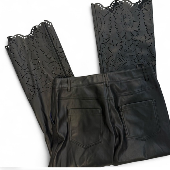 Anthropologie Black Cropped Leather Pants - Picture 2 of 4